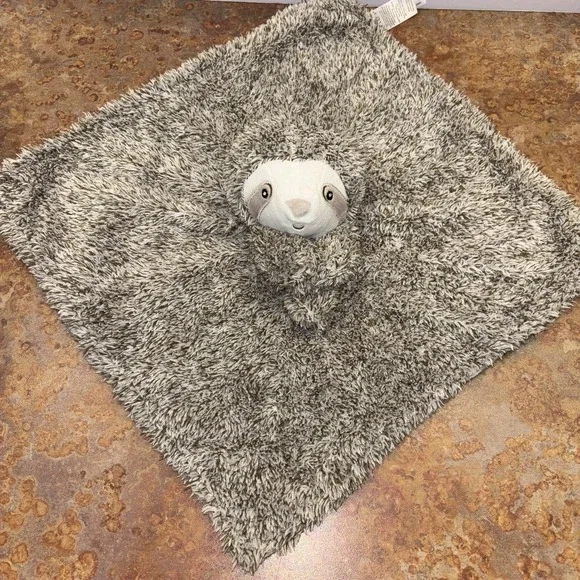 Carters Gray Shaggy Sloth Security Blanket Plush Baby Lovey Super Soft - Picture 1 of 6